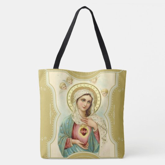  immaculair hart van Mary w/cherubs Tote Bag (Achterkant)