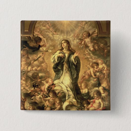 Immaculate Conception, 1670-1672 Vierkante Button 5,1 Cm (Voorkant)