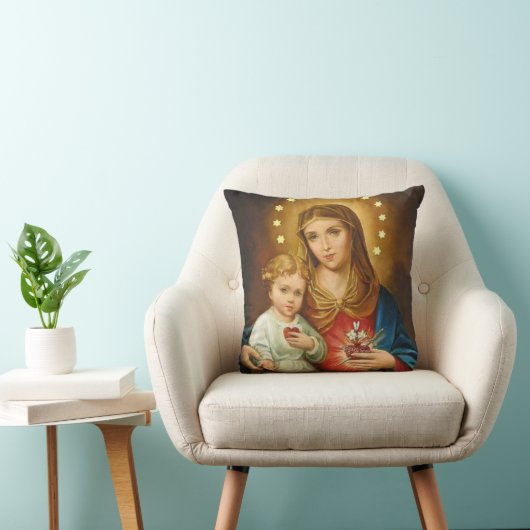 Immaculate Heart Mary Fatima Angels Monstrance Kussen (Stoel)