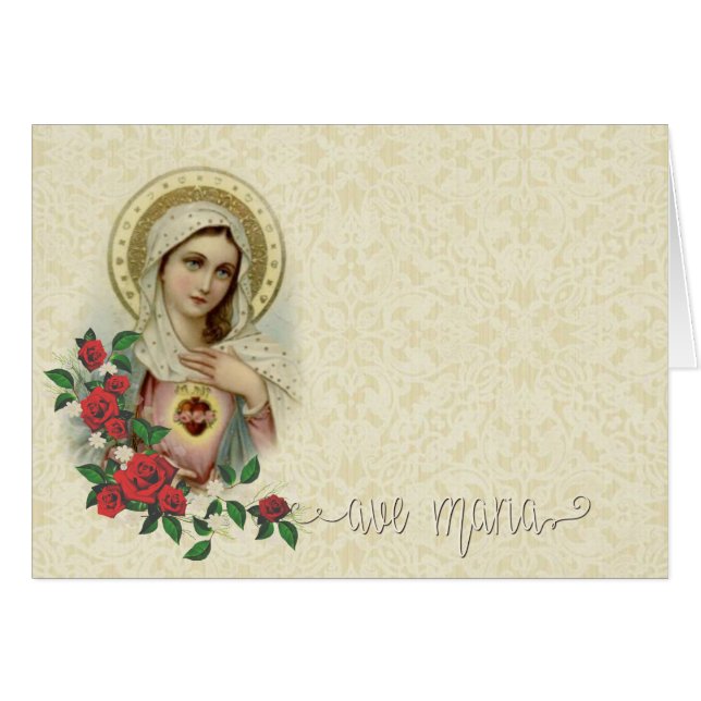 Immaculate Heart Mary Lace Ave Maria Overlay (Voorkant Horizontaal)