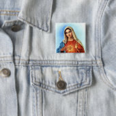 Immaculate Heart Mary Vierkante Button 5,1 Cm (In situ)