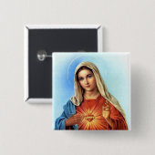 Immaculate Heart Mary Vierkante Button 5,1 Cm (Voorkant /achterkant)