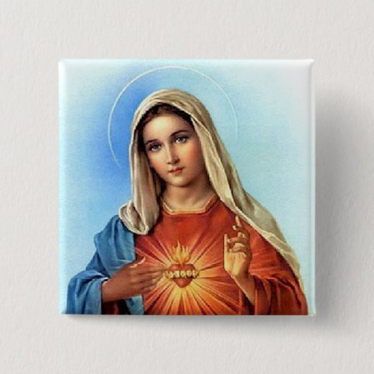 Immaculate Heart Mary Vierkante Button 5,1 Cm (Voorkant)