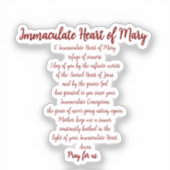 Immaculate Heart Prayer Vinyl Sticker (Voorkant)