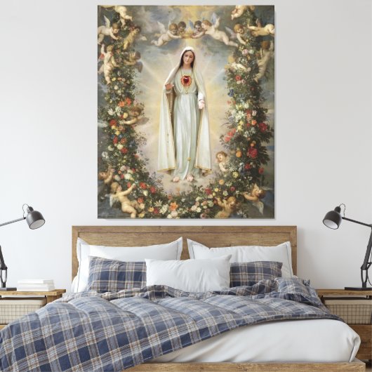 Immaculate Heart van Mary, Maagd Mary Canvas Afdruk (Insitu (Slaapkamer))