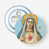 Immaculate Heart van Mary Our Lady religieus afbee Button Flesopener (Voorkant)
