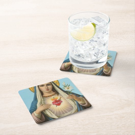 Immaculate Heart van Mary Our Lady religieus afbee Kartonnen Onderzetters (Insitu)