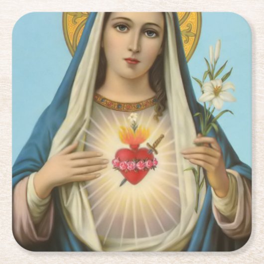 Immaculate Heart van Mary Our Lady religieus afbee Kartonnen Onderzetters (Voorkant)