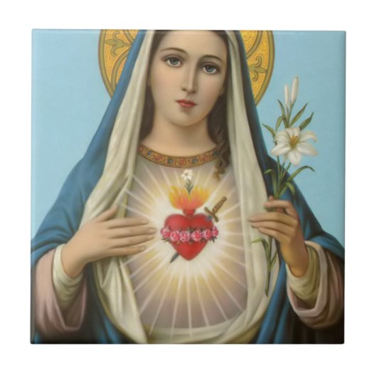 Immaculate Heart van Mary Our Lady religieus afbee Tegeltje (Voorkant)