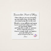Immaculate Heart van Mary Prayer Kaart (Achterkant)