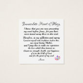 Immaculate Heart van Mary Prayer Kaart (Achterkant)