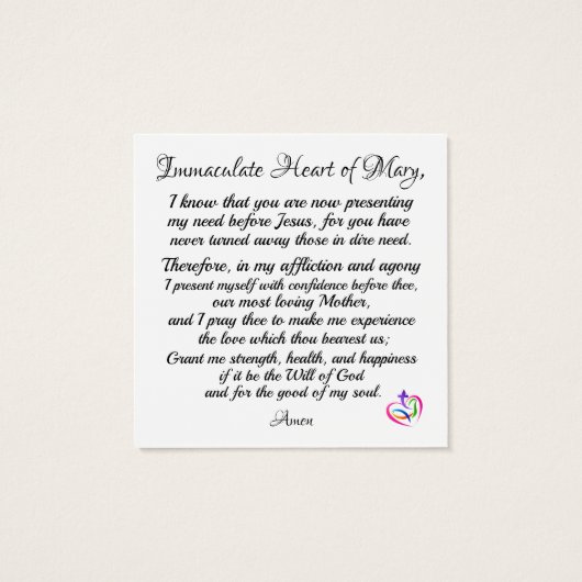 Immaculate Heart van Mary Prayer Kaart (Achterkant)