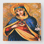 Immaculate Heart van Mary Vierkante Klok (Voorkant)