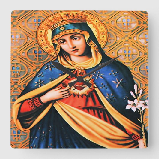 Immaculate Heart van Mary Vierkante Klok (Voorkant)
