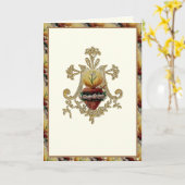 Immaculate Heart Virgin Mary Floral Monogram Kaart (Gele Bloem)