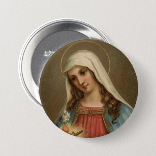 Immaculate Heart Virgin Mary Large 3-inch Button (Voorkant /achterkant)