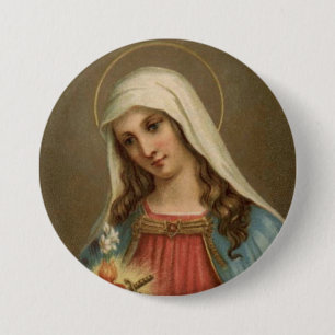 Immaculate Heart Virgin Mary Large 3-inch Button