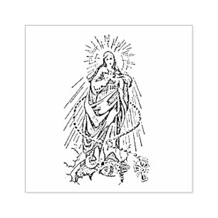 Immaculate Moeder van Christus met Rosary Rubberstempel