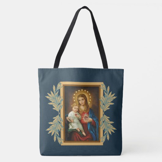 Immaculate & Sorrowful Heart Mary Baby Jesus Tote Bag (Voorkant)