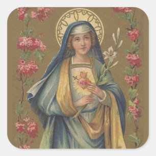  immaculatie & Sorrowful Heart van Mary Vierkante Sticker