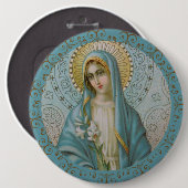 Immaculeer de Maagdenboei met de goudkleurige goud Ronde Button 6,0 Cm (Voorkant /achterkant)