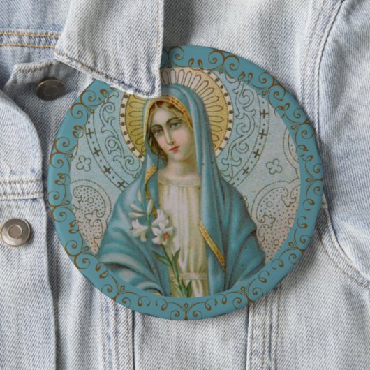 Immaculeer de Maagdenboei met de goudkleurige goud Ronde Button 6,0 Cm (In situ)