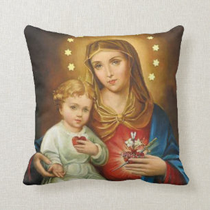 Immaculeer Heart Mary met Baby Jesus Kussen