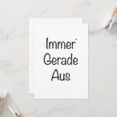 Immer Gerade Aus - minimalistic typography card Kaart (Voorkant / Achterkant in situ)