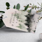 Immergroene Berg Mist Rustieke Winter Witte Grijs Cadeaulabel
