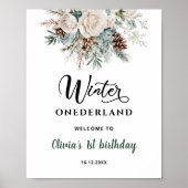 Immergroene Winter Onederland Eerste Verjaardag Poster (Voorkant)