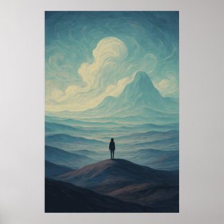 Immersive Dreamscape of Solitude | Surreal Mountai Poster