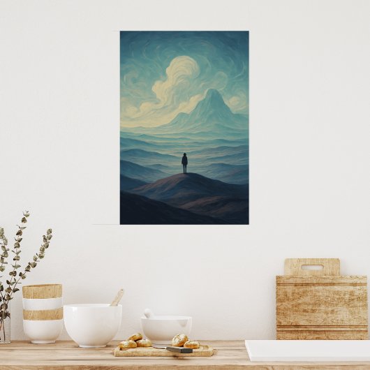 Immersive Dreamscape of Solitude | Surreal Mountai Poster (Keuken)