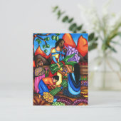 Immigrant Farmers Colorful Abstract Original art Briefkaart (Staand voorkant)
