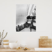 Immigranten bekijken het beeld van vrijheid foto poster (Keuken)