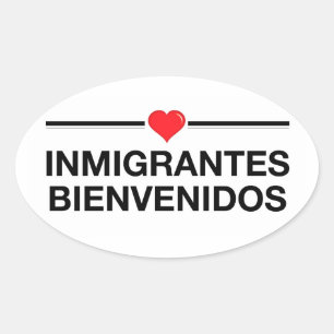 immigranten bienvenidos immigranten welkom ovale sticker
