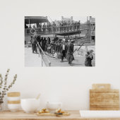 Immigranten die aankomen op Ellis Island, begin ja Poster (Keuken)