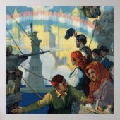 Immigranten en het Vrijheidsbeeld Poster (Voorkant)