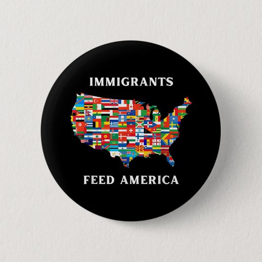 Immigranten voeden Amerika met vluchtelingenrechte Ronde Button 5,7 Cm (Voorkant)