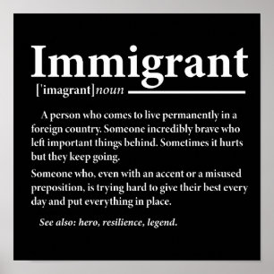 Immigrantendefinitie Grappige immigranten Immigrat Poster