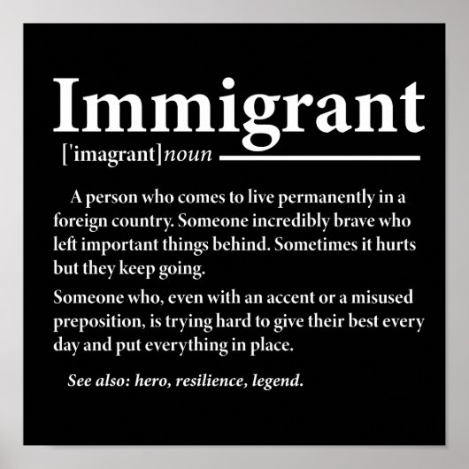Immigrantendefinitie Grappige immigranten Immigrat Poster (Voorkant)