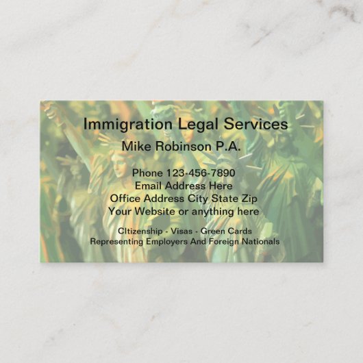 Immigratieadvocaat en juridische diensten visitekaartje (Voorkant)
