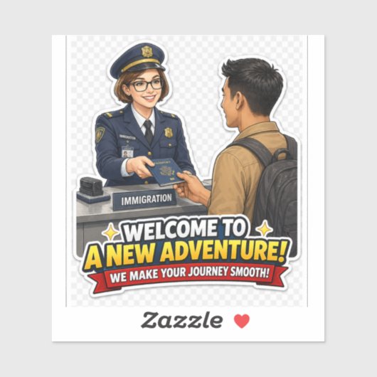 Immigratieambtenaar Sticker – Nieuwe Avontuur (Vel)
