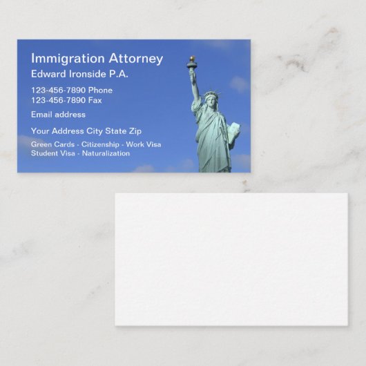 Immigratiewet advocaat visitekaartje (Voorkant / Achterkant)