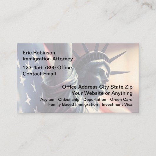 Immigration Attorney New Business Cards Visitekaartje (Voorkant)