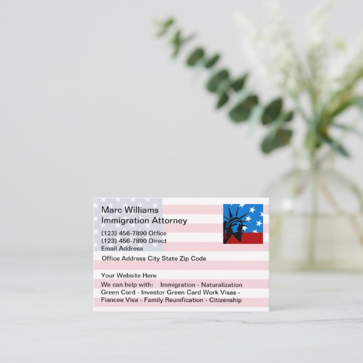 Immigration Naturalization Attorney Visitekaartje (Staand voorkant)