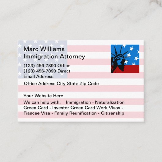Immigration Naturalization Attorney Visitekaartje (Voorkant)