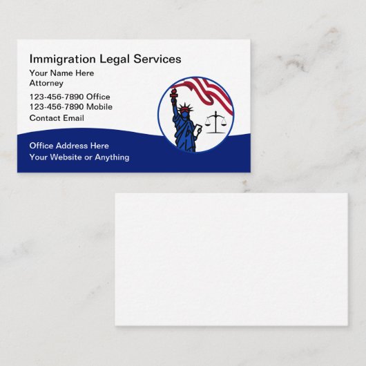 Immigration Naturalization Attorney Visitekaartje (Voorkant / Achterkant)