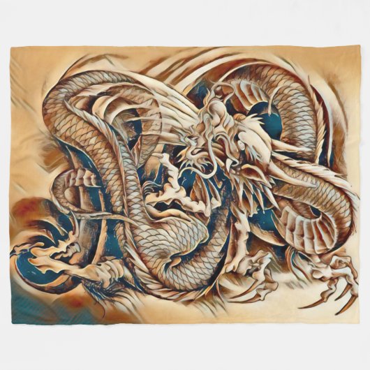 Immortal Chinese Dragon Emperor Airborstel Fleece Deken (Voorkant (Horizontaal))