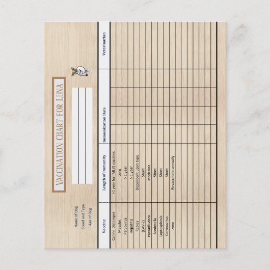 Immunisatiekaart Houten achtergrond (Voorkant)