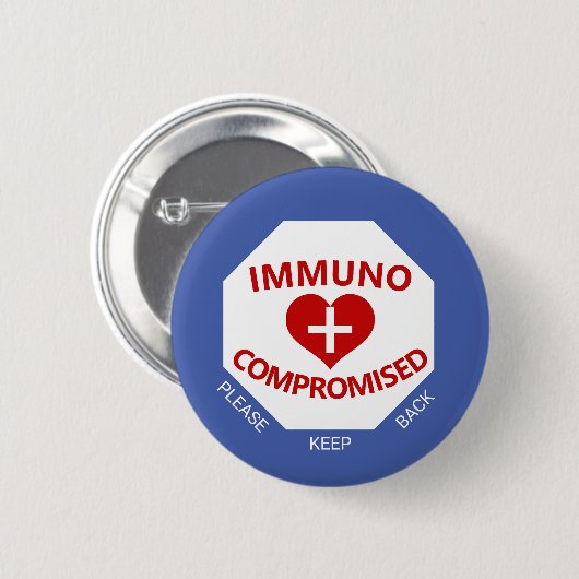 Immunocompromittering - Houd de Button terug blauw (Voorkant /achterkant)